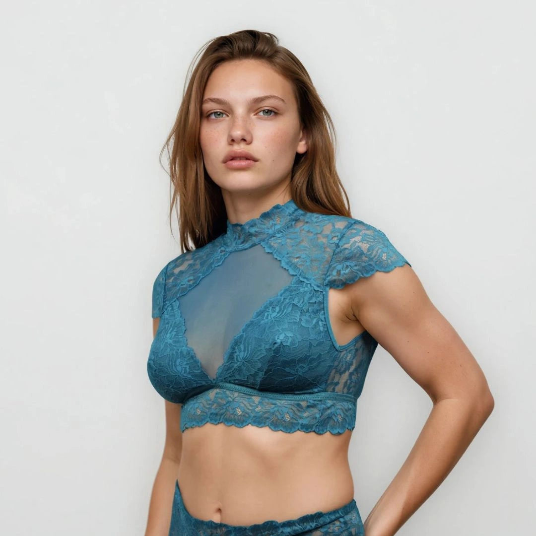 Seraphine Blue Lace Strapless Lingerie Top Set