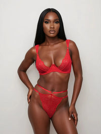 Bound Affair Red Lace Underwired Lingerie Set