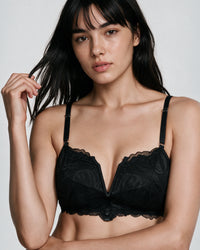 Edit Black Lace V-Wired Bra