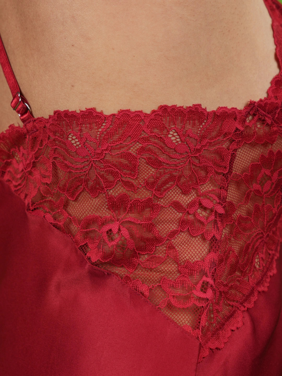 Tender Bloom Maroon Slip Dress