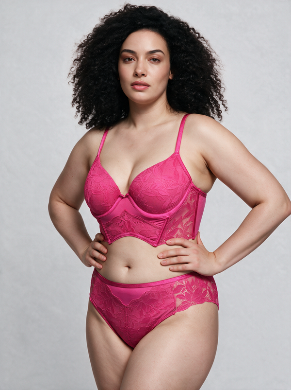 Muse Hour Pink Lace Push-Up Lingerie Set